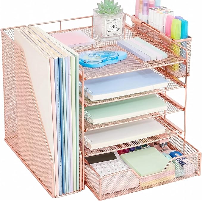 Desk Organizers and Accessories, 5-Tier Paper Letter Tray Organizer by Illuminatinglifewiththewarmthandloveoflight