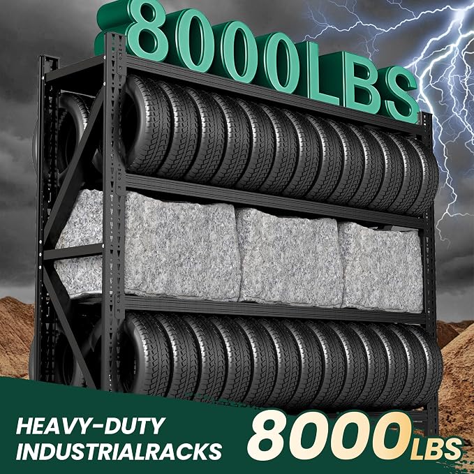 Heavy Duty Garage Storage Shelves 8000LBS Capacity, 4-Tier Adjustable - Image 3