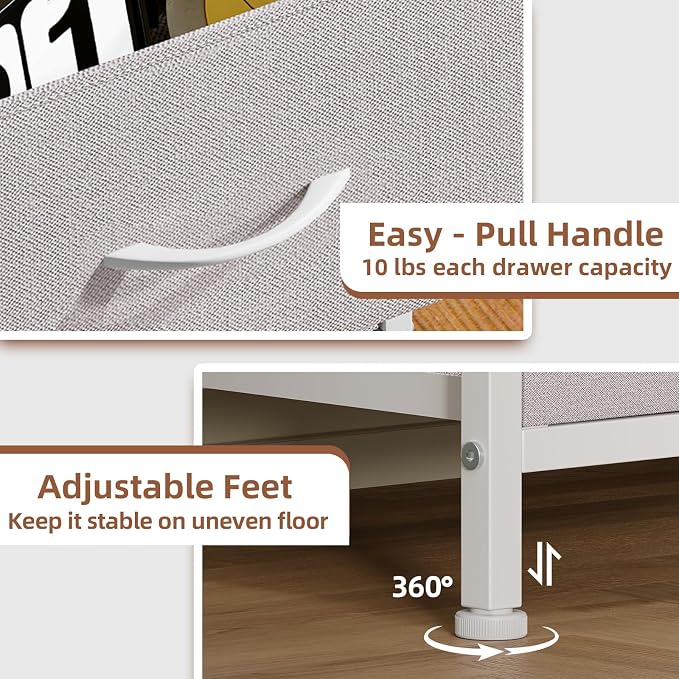 Somdot Tall Dresser for Bedroom, 5 Drawer Storage Cabinet, Ash Grey | Fabric - Image 7