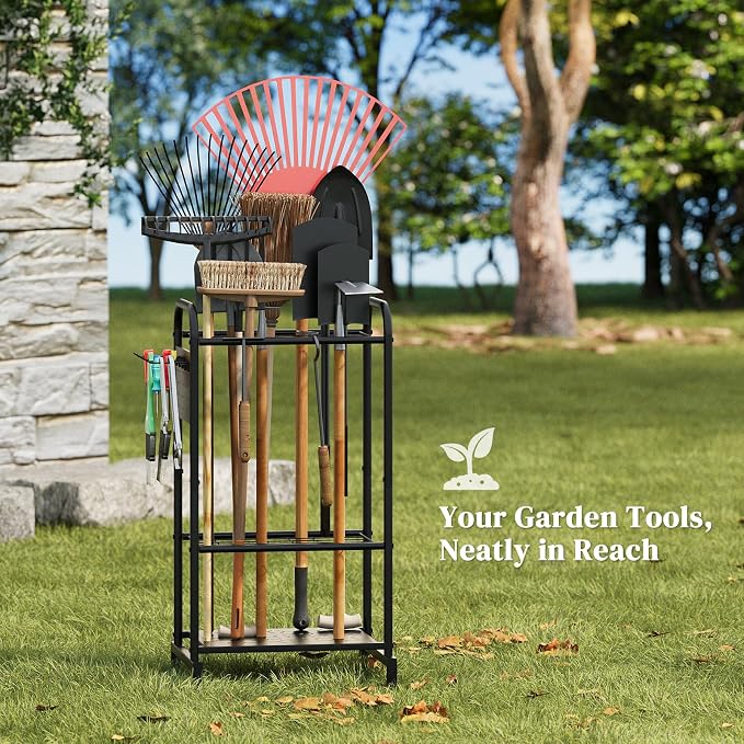 Garden Tool Organizer with Hooks Yard Tool Rack Heavy Duty Steel Yard Tool - Image 6