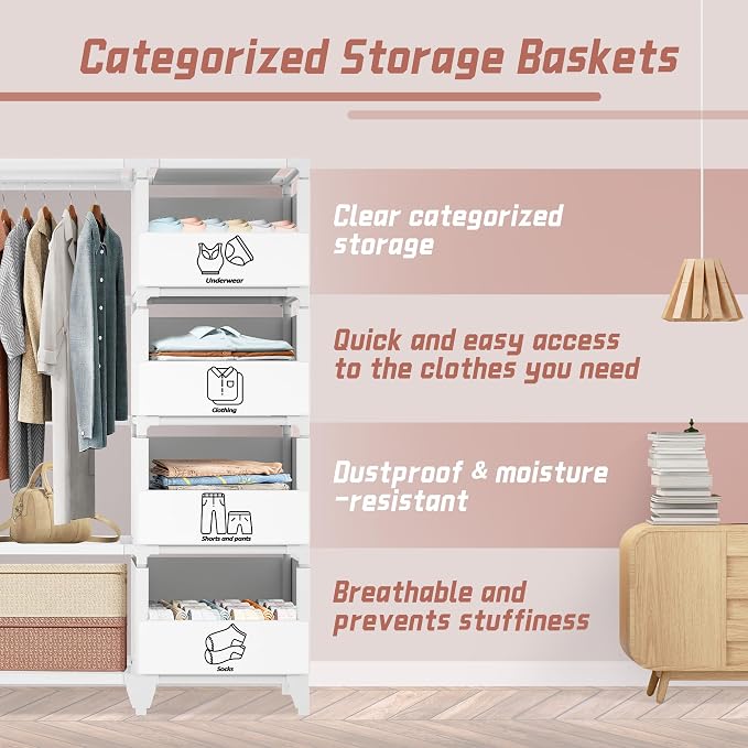 Portable Closet, Easy Assembly, Large Capacity Wardrobe Closet | Sturdy and - Image 3