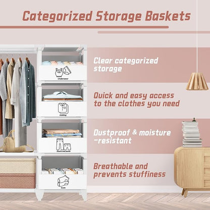 Portable Closet, Easy Assembly, Large Capacity Wardrobe Closet | Sturdy and - Image 3