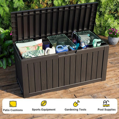 75 Gallon Resin Deck Box, Lockable Outdoor Storage Box - Image 5
