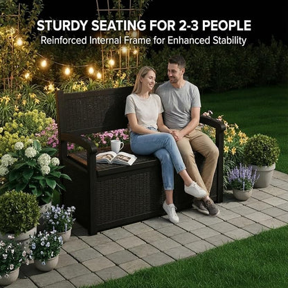 80 Gallon Outdoor Storage Bench, Waterproof Patio Deck Box - Image 3