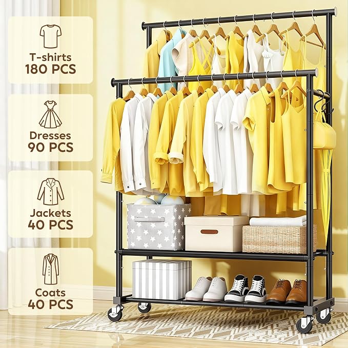 Double Rod Clothing Rack Heavy Duty - Image 4