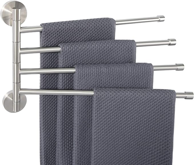 Alise 4 Arm Swivel Towel Rack, Swivel Towel Bar Brushed Nickel, 13.86 Inch | by Alise