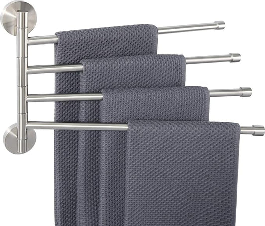 Alise 4 Arm Swivel Towel Rack, Swivel Towel Bar Brushed Nickel, 13.86 Inch | by Alise