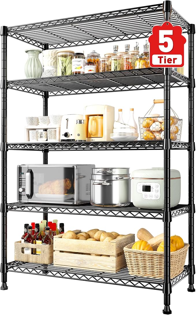 REIBII Storage Shelves, 5-Tire Wire Shelving Load 1000LBS Metal Shelves - Image 9