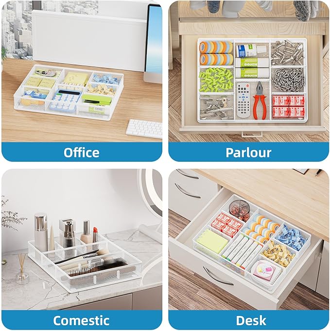 Marbrasse Desk Drawer Organizer, Metal Mesh Drawer Organizer Tray - Image 4