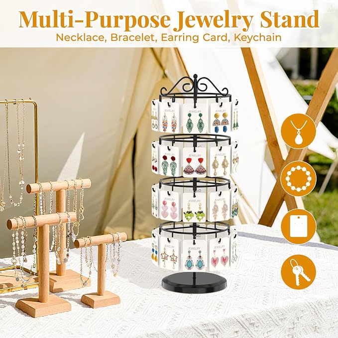 EsLuker.ly Earring Holder Organizer Rotating Display Tree Stand, Adjustable - Image 6