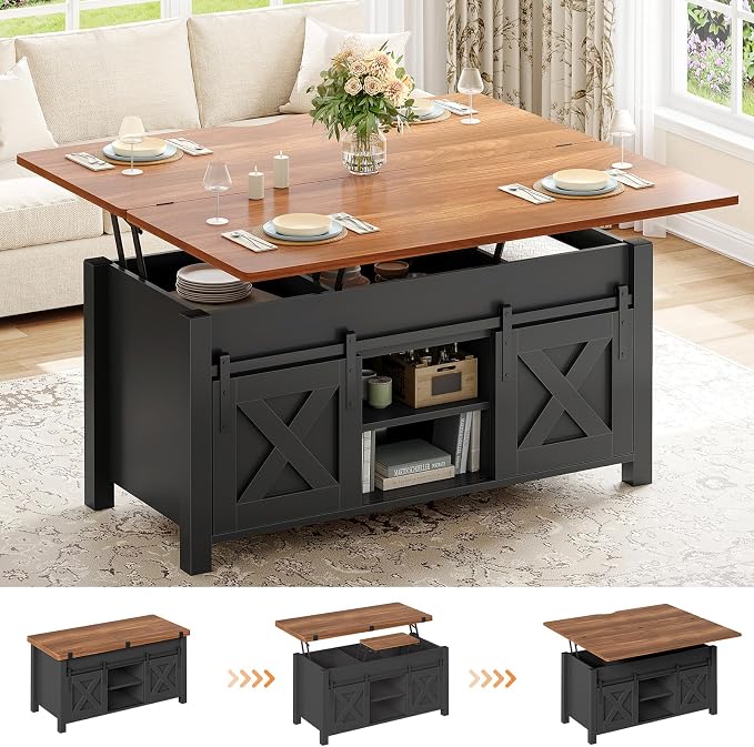 SEDETA Lift Top Coffee Table, 4 in 1 Multi-Function Convertible Coffee Tables by SEDETA