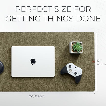 Nordik Large Felt Desk Mat – Timber Moss Green – 35 x 17 inch – Computer Desk - Image 3