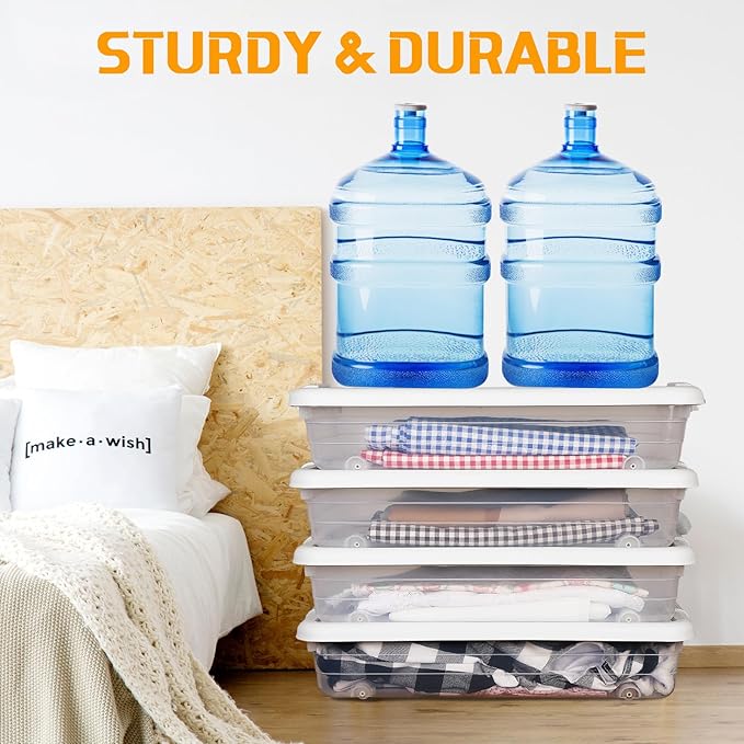 Beeveer 4 Pcs Plastic Under Bed Storage Containers - Image 6