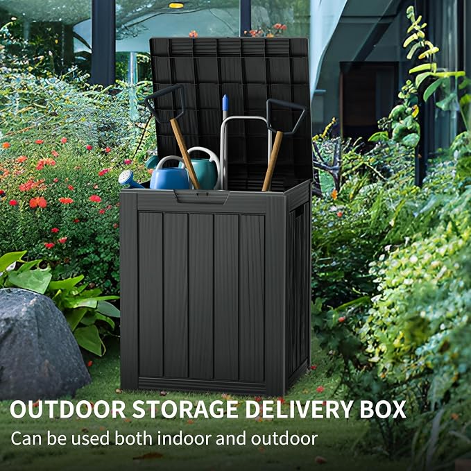 Two 28 Gallon Outdoor Storage Box, Resin Deck Boxes Waterproof, Indoor Outdoor - Image 3