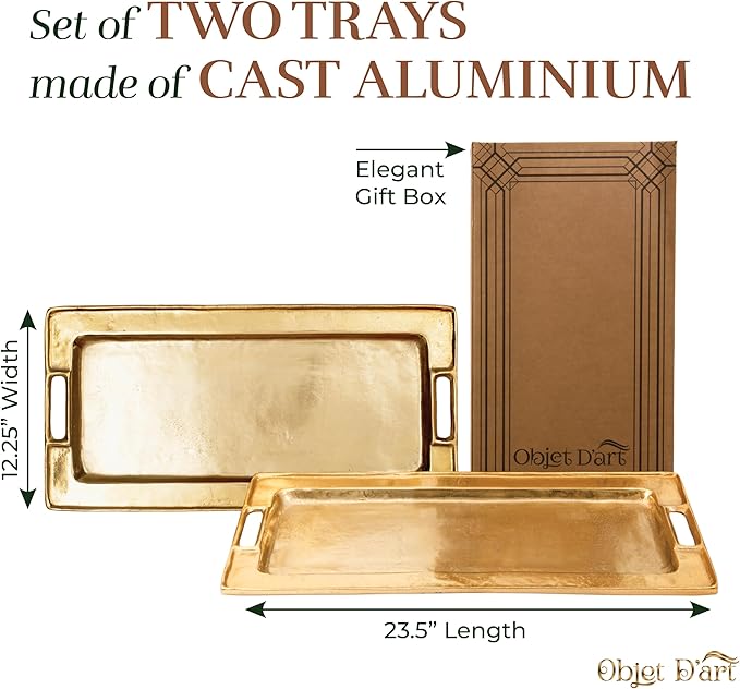 Decorative Gold Trays by Objet D’Art, Beaufort Rectangular Bar Tray - Image 5