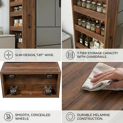 Slim Rolling Storage Cart, 7-Tier Pull-Out Spice Rack - Image 5