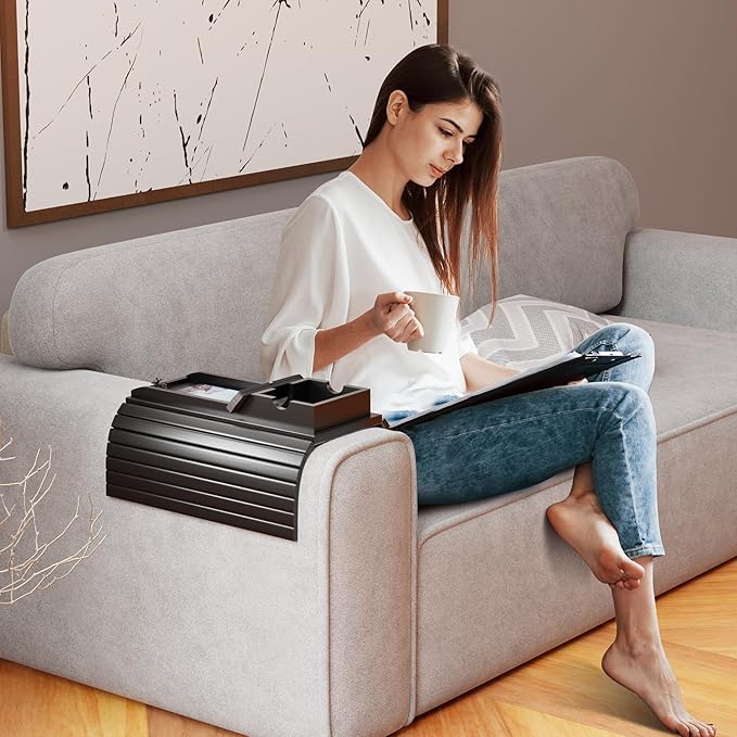 Couch Armrest Table, Sofa Arm Tray - 2 in 1 Anti-Slip Foldable Sofa Armchair - Image 9