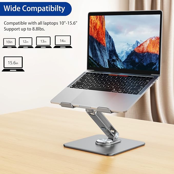BESIGN LSX7 Laptop Stand with 360° Rotating Base, Ergonomic Adjustable Notebook - Image 3