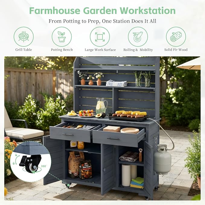 65''H Large Garden Potting Bench, - Image 5