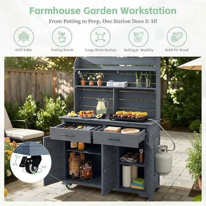 65''H Large Garden Potting Bench, - Image 5