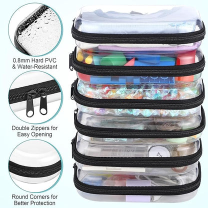 Sanwuta 6 Pcs Clear Hard Zipper Case Hard Plastic Zipper Pouches Transparent - Image 4