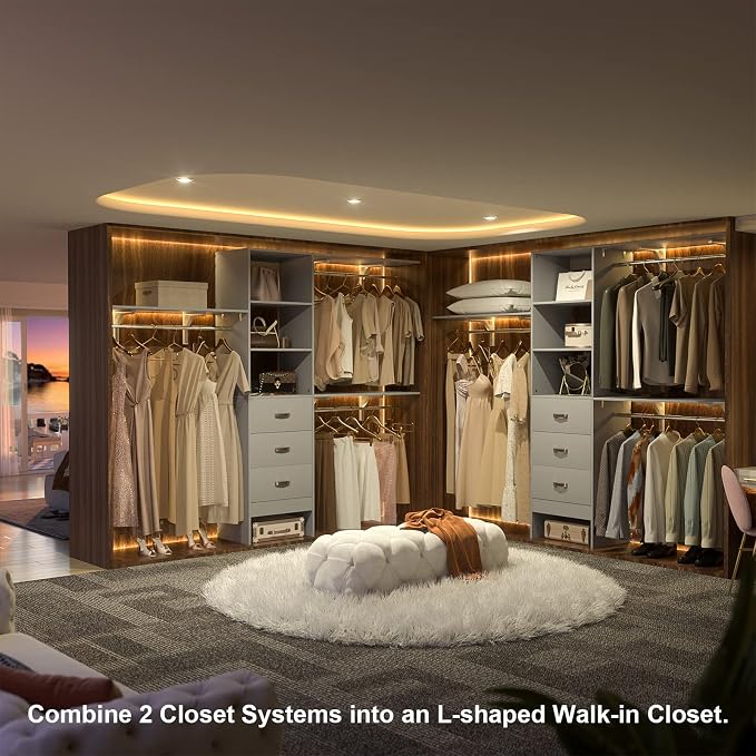 iSunirm 8FT Closet System, Wall Mount Bedroom Wardrobe - Image 4