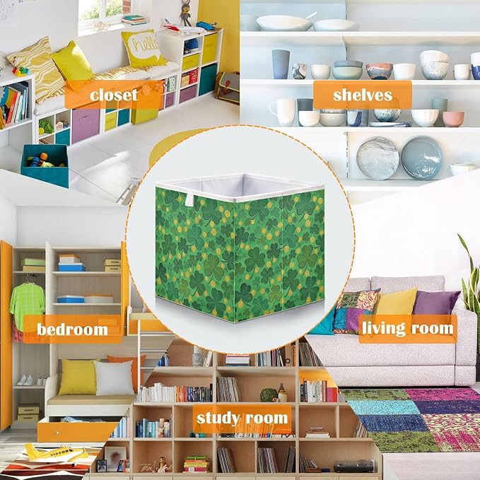 Green St Patricks Day Closet Organizers Storage Cubes Storage Bins Shelf - Image 6
