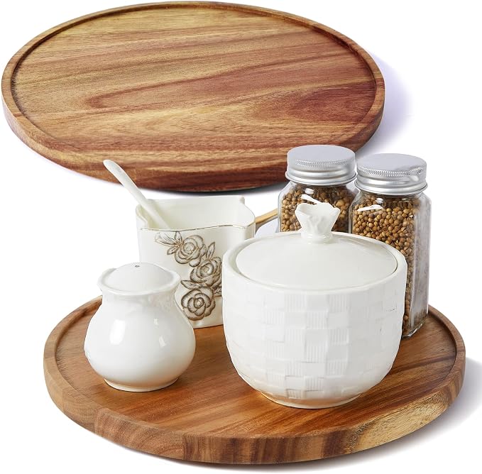 12-inch Acacia Wood Lazy Susan Organizers, Turntable by ACIAZAAZ