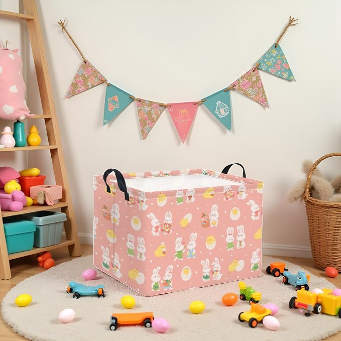 Rectangular Easter Basket for Home Kitchen Baby Girls Basket Cute Storage Bin - Image 3