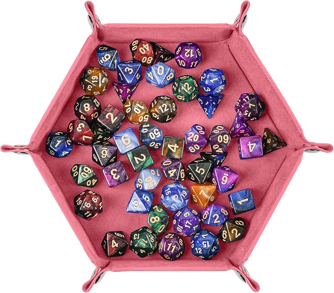 Foldable Hexagonal Dice Tray Desktop Storage Organizer PU Leather & Velvet by Unknown