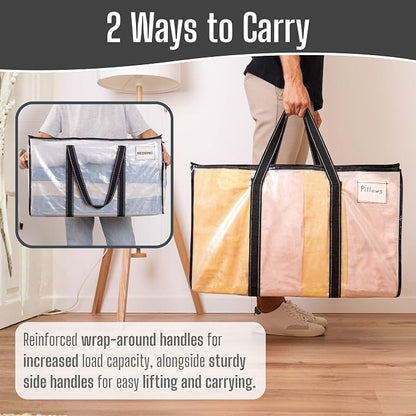 VENO 2 Pack Clear Moving Bags Heavy Duty, 90L Extra Large Transparent Storage - Image 6