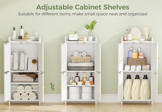 BEWISHOME Small Floor Cabinet, Toilet Paper Storage, Bathroom Storage Cabinet | - Image 5