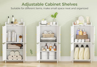BEWISHOME Small Floor Cabinet, Toilet Paper Storage, Bathroom Storage Cabinet | - Image 5