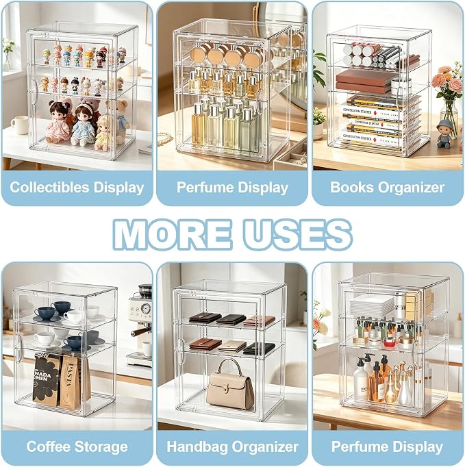 BOHOIDEE 14.17"X10.63"X10.63" Baby Bottle Organizer 3 Tier Clear Acrylic Storage - Image 8