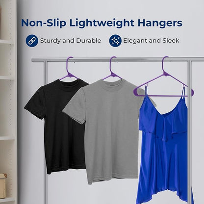 SereneLife 200 Pack Plastic Hangers, Space-Saving Closet Organizers, Durable - Image 4