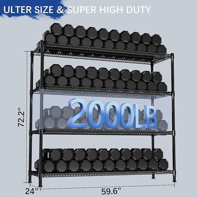 Heavy Duty Shelving, 72.2" H Garage Shelving Unit - Image 3