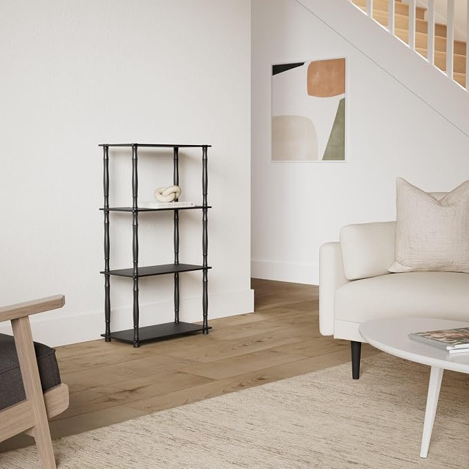 Furinno TURN-N-TUBE Storage Shelves, 4-Tier Book Shelf, Corner Shelf, Toolless - Image 2