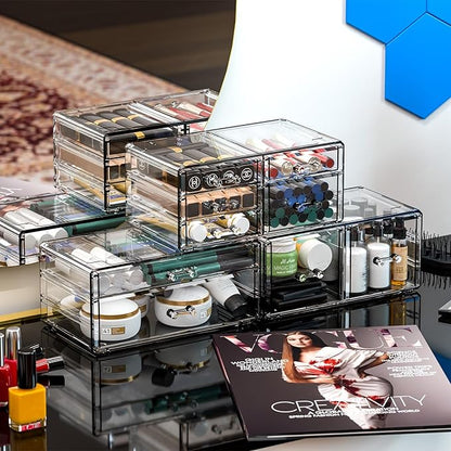 Cq acrylic Clear Stackable Storage Drawers, Plastic Makeup Organizer and - Image 2