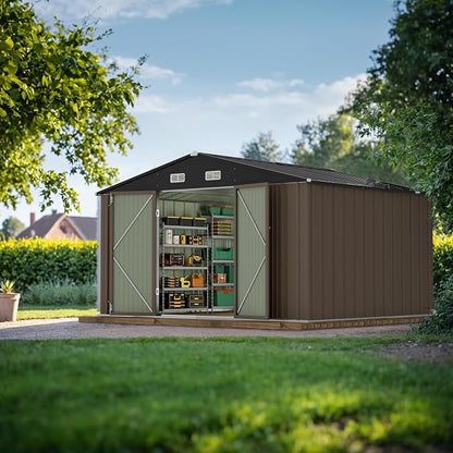 JUMMICO 10 x 8 FT Outdoor Storage Shed, Large Metal Garden Shed & Tool Sheds - Image 2