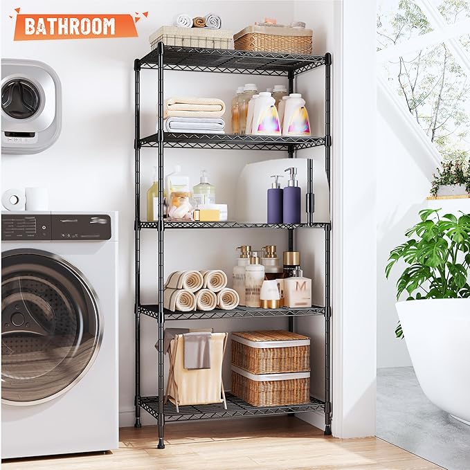 Romorgniz 5-Tier Adjustable Wire Shelving, Kitchen Pantry Garage | Heavy duty - Image 7