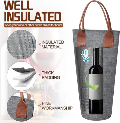 Shappy 6 Pack Single Bottle Wine Tote Bag 1 Bottle Insulated Wine Carrier Bag - Image 3