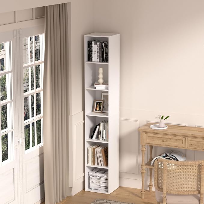 6 Cube Storage Organizer, 6 Tier Vertical Cube Bookcase Freestanding Storage - Image 8