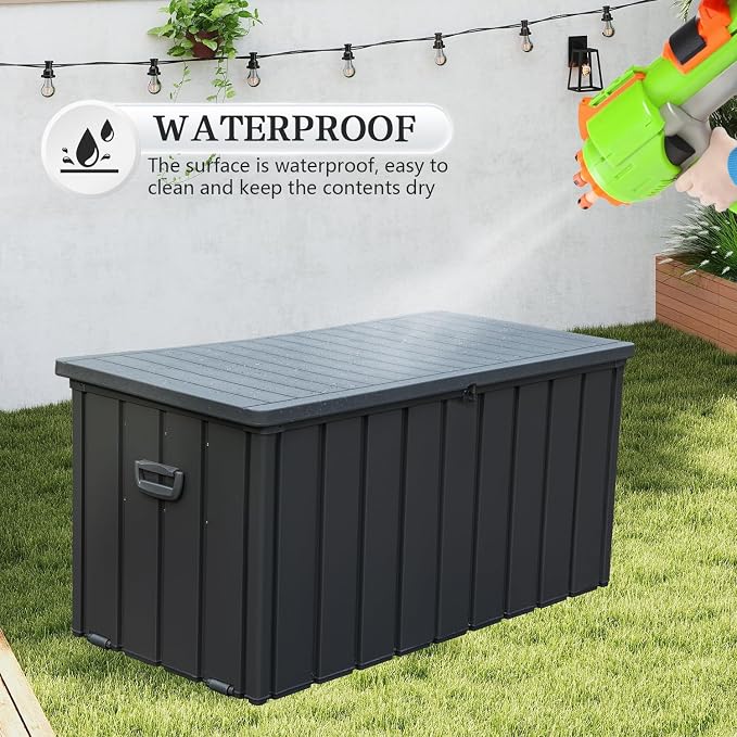 Domi 120 Gallon Deck Box, Metal Outdoor Storage Box - Image 7