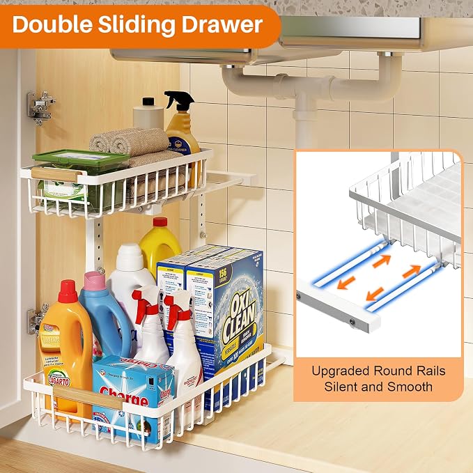 REALINN Under Sink Organizer, Height Adjustable Under Sink Organizers and - Image 2