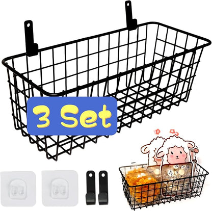 Joben Oligey 3 Set Hanging Wire Baskets, Wall Mount Fruit Basket, No Drilling - Image 8