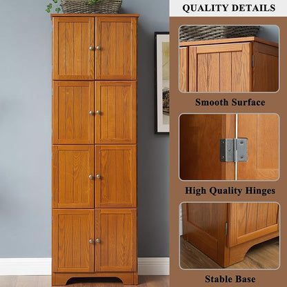 72" Tall Farmhouse Storage Cabinet, 4 Tier Kitchen Pantry Cabinet - Image 3
