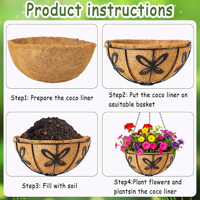 4pcs 14 inch Metal Hanging Baskets Round Wire Plant Stand - Image 6