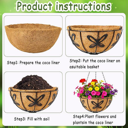 4pcs 14 inch Metal Hanging Baskets Round Wire Plant Stand - Image 6