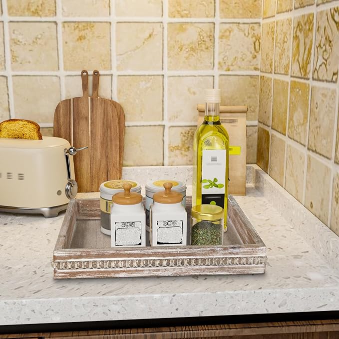 MAONAME Wood Serving Tray, Farmhouse Wooden Tray - Image 6