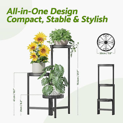 Plant Stand Indoor Outdoor, 3 Tier Corner Metal Flower Display Holder Shelf - Image 3